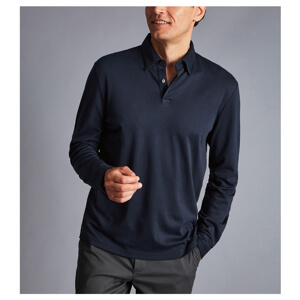 Charles Tyrwhitt Smart Long Sleeve Jersey Polo – Navy